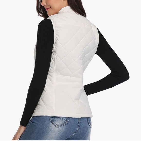 White Quilted Vest for Women - Picture 3 of 8
